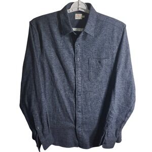 FAHERTY BRAND Mens Long Sleeve Button Up Shirt Blue Heathered L Organic Cotton